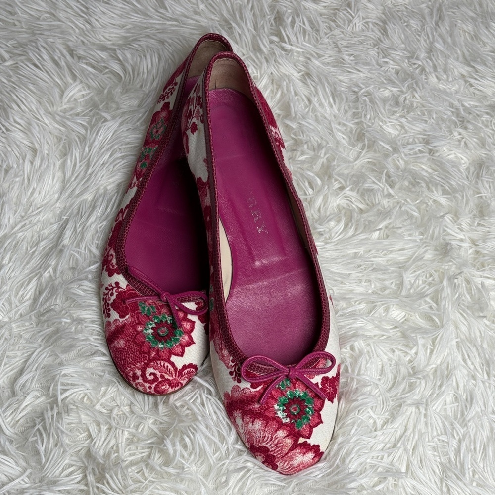 Burberry Pink and Green Floral Flats